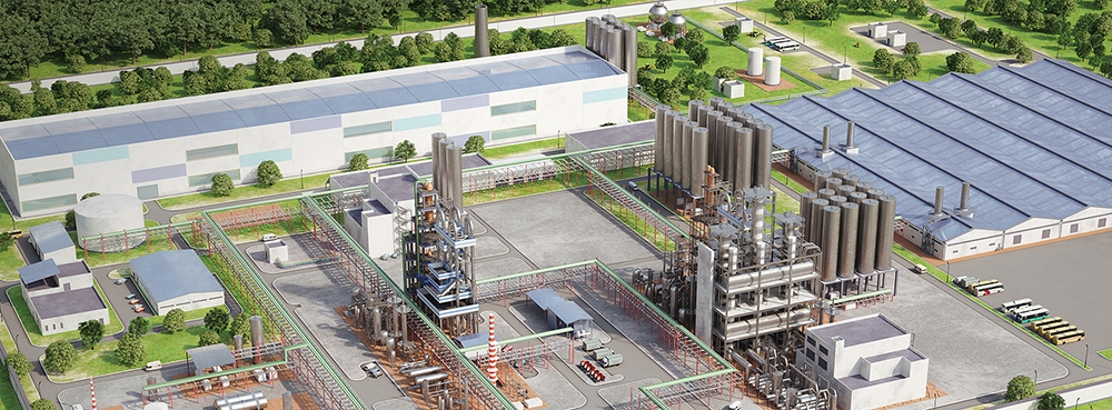 Chemical industrial refinery render