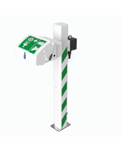Hughes trace tape heated pedestal mounted eye wash with closed ABS lid
