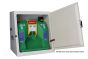 Hughes self-contained eye wash station shown in optional heated cabinet for frost-protection 