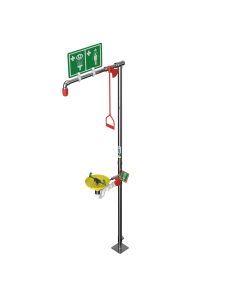 Unheated safety shower with ASA open bowl eye wash