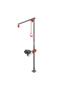 Unheated safety shower with stainless steel open bowl eye wash