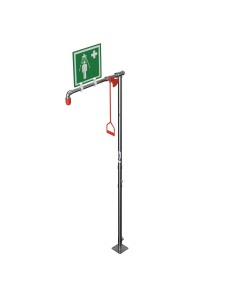 Floor mounted unheated safety shower