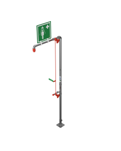 Floor mounted unheated safety shower with body spray