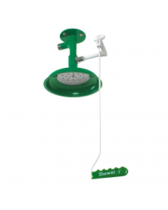 Ceiling mounted laboratory safety shower with activation lever from Hughes