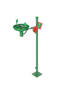 Pedestal mounted powder coated stainless steel eye wash