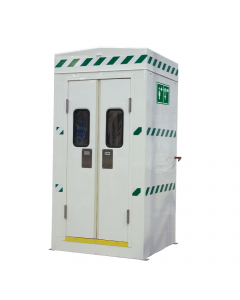 Polar safety shower within insulated cubicle