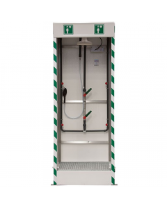 Hughes cubicle shower for contained decontamination with hose brush and shower rose 