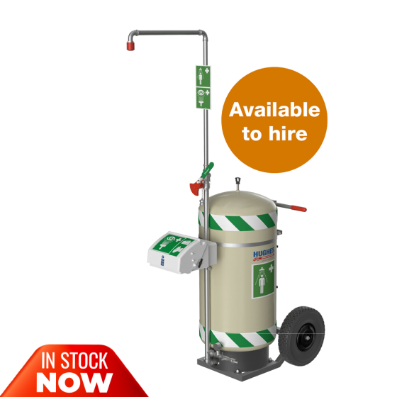 Mobile self-contained safety shower with eye wash - 114 litre