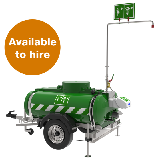 1200L mobile safety shower available for hire