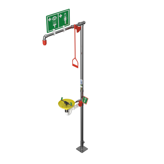 Floor Mounted Indoor Unheated Emergency Safety Shower with Eye/Face Wash