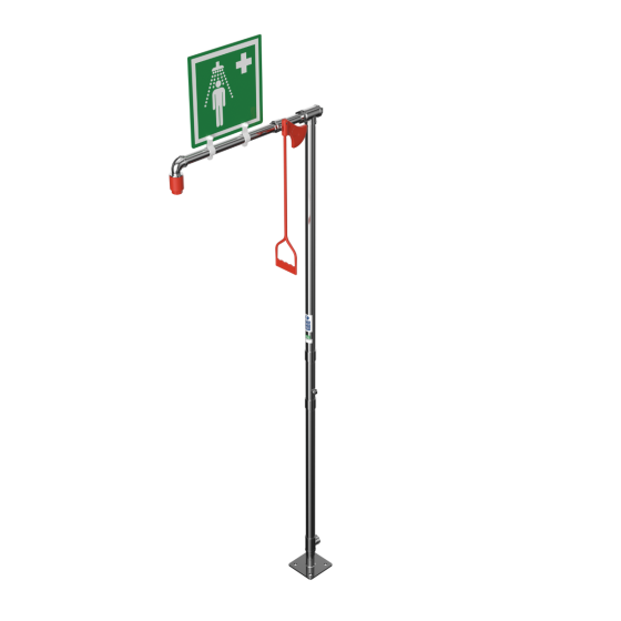 Floor Mounted Indoor Unheated Emergency Safety Shower with Stainless Steel Pipe