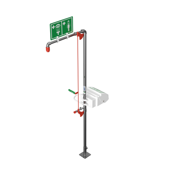 Floor Mounted Indoor Unheated Emergency Safety Shower with Eye/Face Wash and Body Spray