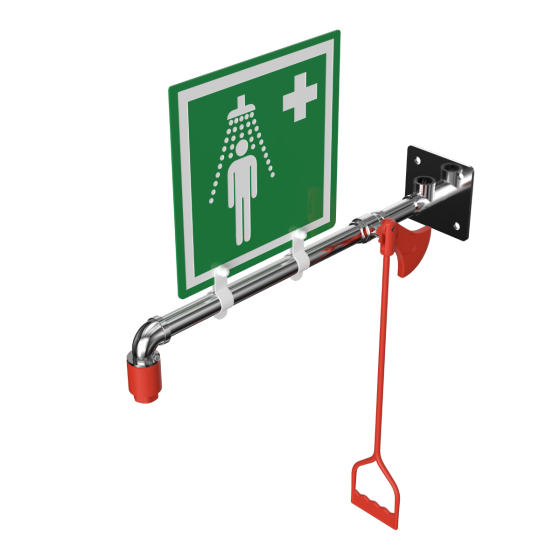 Wall Mounted Indoor Unheated Emergency Safety Shower with Stainless Steel Pipe