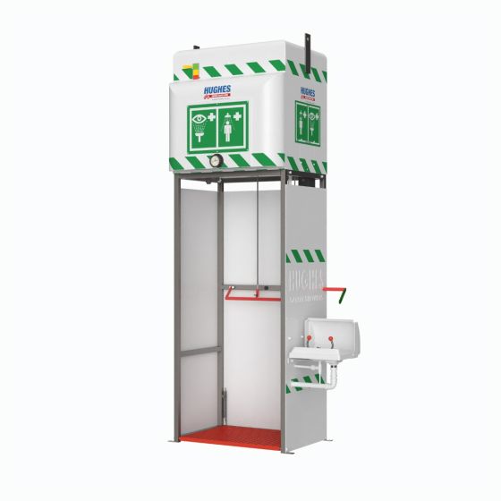 350L tank fed safety shower - jacketed and insulated