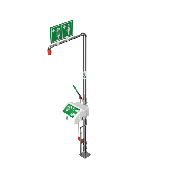 Floor Mounted Outdoor Emergency Safety Shower with Eye/Face Wash