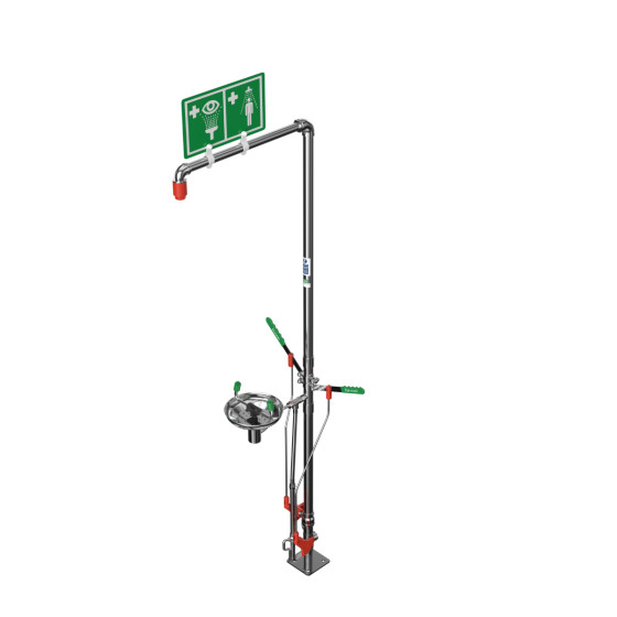 Floor Mounted Outdoor Emergency Safety Shower with Eye/Face Wash