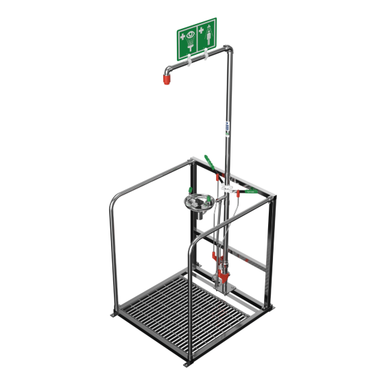 Floor Mounted Outdoor Emergency Safety Shower and Eye/Face Wash with Protective Frame