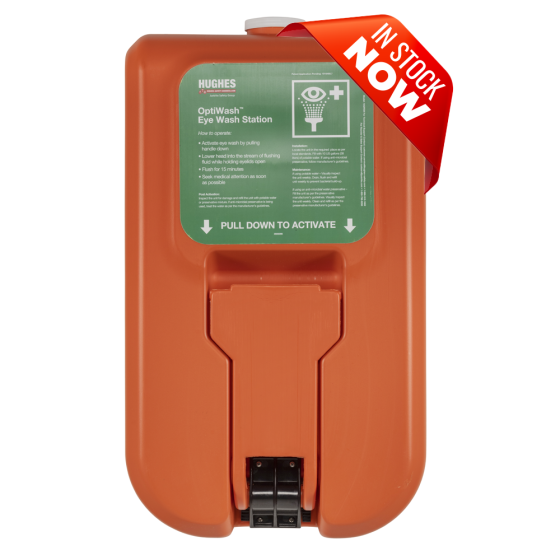 OptiWash gravity fed eye wash in stock now and ready to ship