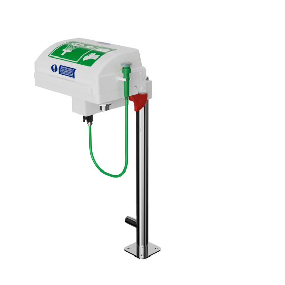 Pedestal Mounted Emergency Eye/Face Wash with Integral Lid and Handheld Diffuser