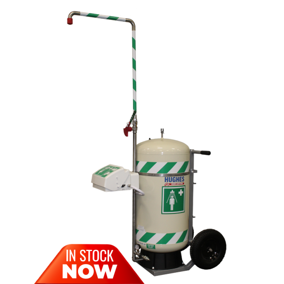 Hughes 114 litre mobile safety shower in stock and ready to ship