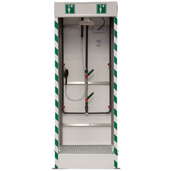 Hughes cubicle shower for contained decontamination with hose brush and shower rose 