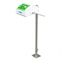 Hughes stainless steel pedestal mounted eye wash with ABS lid