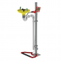 Hughs stainless steel pedestal mounted eye wash with ABS open bowl 