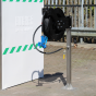 Pedestal mounted retractable hose reel