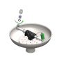 Exploded view of open bowl eye wash diffuser