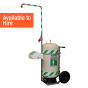 Hughes mobile 114L safety shower and eye wash unit available for hire