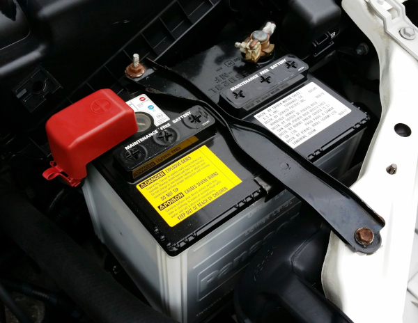 Car battery shown inside car