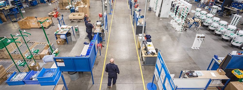 the hughes factory floor from above